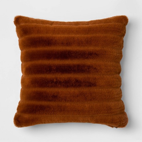 Square Channeled Faux Fur Throw Pillow Bronze Project 62 Nate