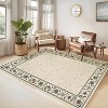 Washable Floral Kitchen Rug, Non-Slip, Low Pile Geometric Bordered Mat for Hallway, Bathroom, Entryway, Soft Non-Shed - 2 of 4