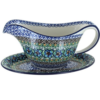 Bruntmor 20 Oz Ceramic Gravy Boat With Tray, Blue : Target