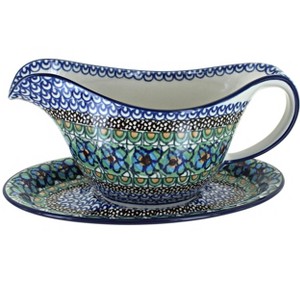Blue Rose Polish Pottery 239 Ceramika Gravy Boat & Plate - 1 of 1