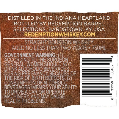 Redemption Bourbon Whiskey - 750ml Bottle
