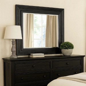 Royal Hampton Dresser Mirror, Black Solid Wood, Rectangular Silhouette, 40x46 - 1 of 4