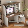 Lyngins Multi-Functional Home Computer Desk with Hutch & Bookshelf, Wood Executive Desk, Home Office Desk with Drawers, 2 AC Outlets, 2 USB Ports - 3 of 4