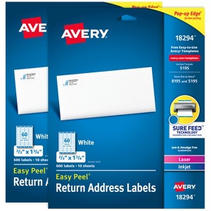Avery Easy Peel Address Labels, 2/3" x 1-3/4", (2 Pack of 18294) - 1 of 4