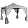 DOMETOUR 9.6' x 11.6' Patio Gazebo with 2-Tier Roof & Netting, Steel Frame for Garden, Lawn, Backyard, Deck, Gray - 4 of 4