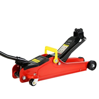 VisioGear 2 Ton Low Profile Floor Jack, Racing Floor Jack with Single Pistons Quick Lift Pump, Hydraulic Floor Jack Lifting, Black&Red,