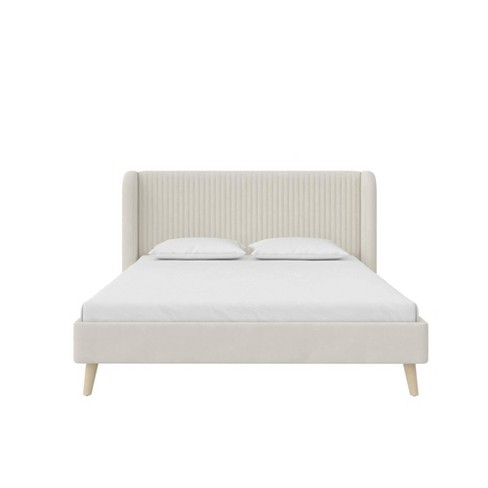 Upholstered discount wing bed