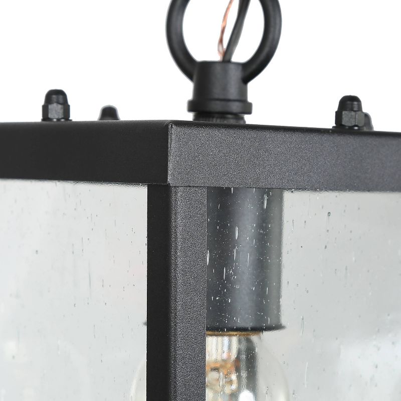 9&#34; Metal/Seeded Glass Modern Outdoor Pendant Light Black - LNC, 5 of 10