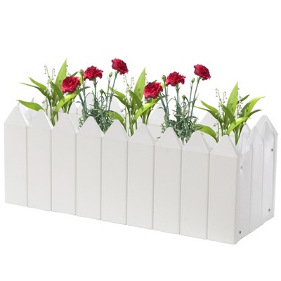 Gardenised Rectangular Traditional Fence Design Vinyl Planter Box