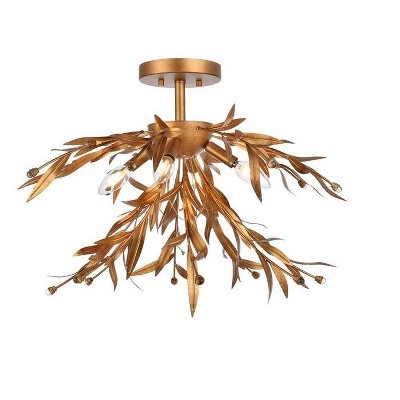 Elegant Lighting Priscilla 23 inch flush mount in gold leaf