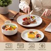 vancasso 18 Piece Set With Curved Edge Sesame Glaze, White plate surface Khaki plate bottom, With 6 dinner plates/dessert plates/cereal bowls - 4 of 4