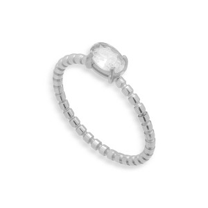 EVRY JEWELS WATERPROOF Gold or Silver Plated Stainless Steel Oval Radiance Ring - 1 of 3