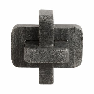 Modern Marble Knot Sculpture for Kitchen Decor and Shelf Styling - Abstract Statues and Decorations for Living Room or Tabletop Display - 5", Black - 1 of 4