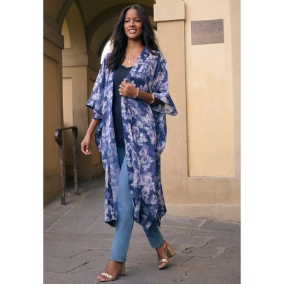 Roaman's Plus Size Flowy Chiffon Duster