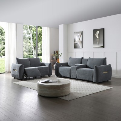 Power Leather Recliner Sofa Set w/ USB, Storage & Cup Holders. Electric Adjustable Backrest & Footrest - Luxury Functional Sofa