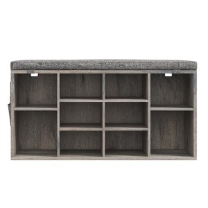Shoe Storage Bench, 10 Cubbies Shoe Bench with Cushion and Side Pocket, 41 Inch Entryway Shoe Organizer, Cubby Shoe Rack with Adjustable Shelves - 1 of 4