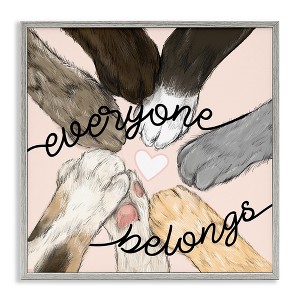 Stupell Industries Everyone Belongs Inclusivity Phrase Pet Cat Paws Framed Giclee Art, Gray, 17" x 17" - 1 of 4
