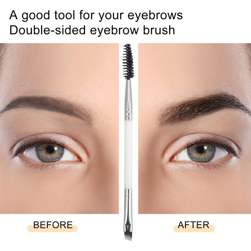 Unique Bargains Soft Double Heat Angled Eyebrow Brush Eyelash Extension Brush for Women Eye Makeup, 4 of 7