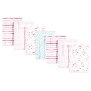 Hudson Baby Infant Girl Cotton Flannel Burp Cloths 7pk, Llama, One Size - 1 of 3