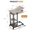 C Shaped Side Table with Charging Station, Flip Top Sofa End Table with USB Ports and Outlets - 2 of 4