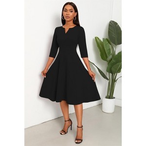 Clotth Women's Midi Dress - 3/4 Sleeve V Neck, A-Line Fit and Flare, Cocktail Wedding Guest Work Dress with Pockets - 1 of 4