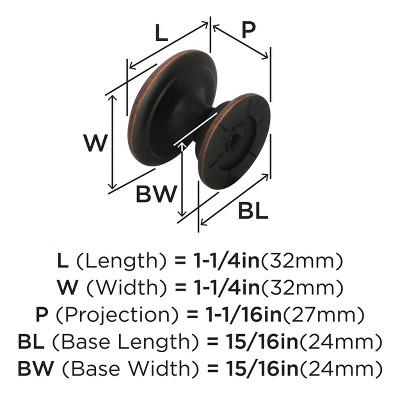 Ravino Oil-Rubbed Bronze Round Cabinet Knob, 1-1/4 inch, 25 Pack