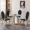 Round Marble Dining Table,Modern Kitchen Table with High Gloss Faux Marble Top and Stainless Steel Base for Kitchen - Maison Boucle - 3 of 4