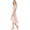 Allegra K Women's Spaghetti Straps Ruffled Sleeves Asymmetrical High Low Floral Midi Sundresses - 4 of 4