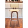 HomeRoots 30" Cream And Wood Brown Faux Leather Swivel Low Back Bar Height Bar Chair - 2 of 4