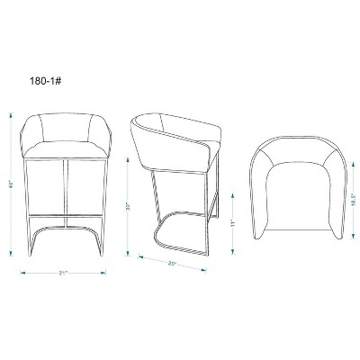 Manhattan Comfort Louvre Cream Leather Barstool with Gold Base (Set of 2)