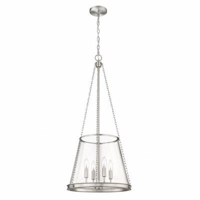 Prescott Brushed Nickel 4-Light Tapered Glass Pendant