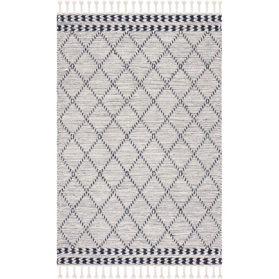 Ivory Wool Hand-knotted Trellis Area Rug, 8' x 10'