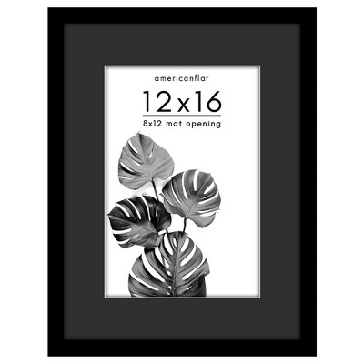 Americanflat Picture Frame with Black Mat and White Trim - Engineered Wood and Shatter-Resistant Glass