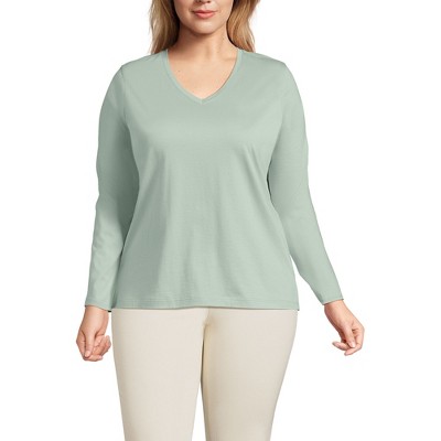 Lands' End Women's Petite Long Sleeve Performance Crew Neck Tunic Small Deep Balsam Encircle Geo