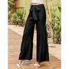 Coolmee Women's Pant Wide Leg High Waist Pants Loose Elastic Smocked Waist Flowy Pant With Belt - 2 of 4