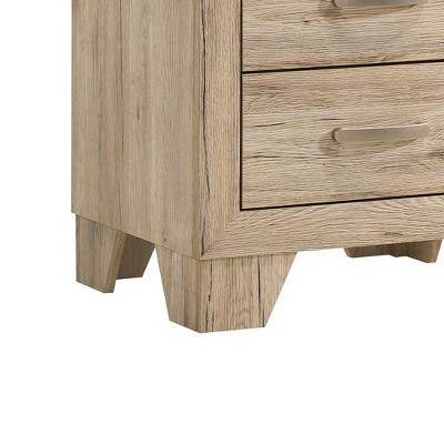 Natural Washed Oak 2-Drawer Wooden Nightstand