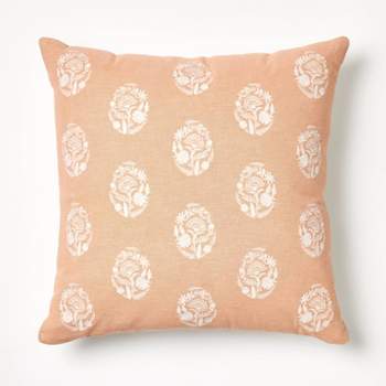 Oversize Embroidered Floral Egg Square Throw Pillow Clay Pink/Cream - Threshold™ designed with Studio McGee