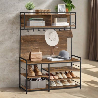Adjustable 4-Tier Shoe Storage Bench - Entryway Organizer for Bedroom, Closet, and Living Room
