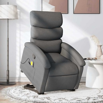 vidaXL Stand up Massage Recliner Chair Dark Gray Fabric