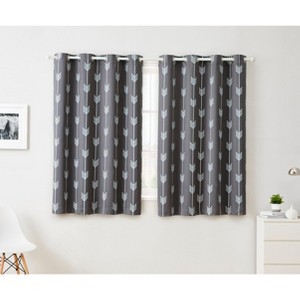HLC.ME Arrow Printed Privacy Energy Efficient Room Darkening Grommet Window Curtain Drape Panels, Set of 2 - 1 of 4