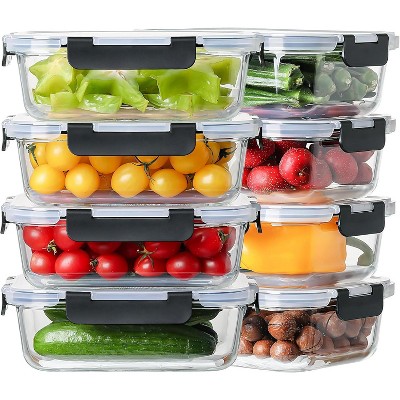 8-Pack 36oz Large Glass Meal Prep Containers with Leak-Proof Snap Lock Lids