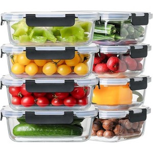 8-Pack 36oz Large Glass Meal Prep Containers with Leak-Proof Snap Lock Lids - 1 of 4