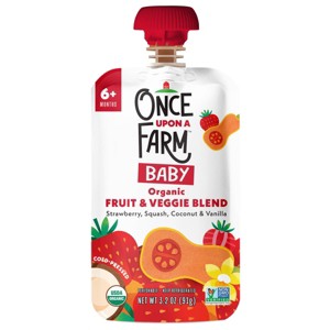 Once Upon a Farm Strawberry, Squash & Coconut with Vanilla Organic Baby Food Pouch - 3.2oz - 1 of 4
