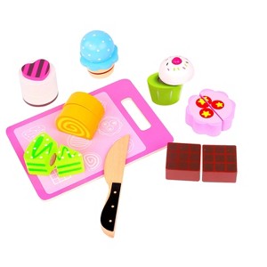 Toysters Wooden Dessert Cutting Play Food Set Wood Toys Pretend Children Kitchen Cooking Playset for Kids - 1 of 3