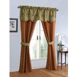 GoodGram Montauk Accents All In One 5 Piece Rod Pocket Window in a Bag Sheer Curtains Set - Rust