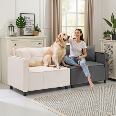 Buenhomino Modern Velvet Loveseat Couch for Small Spaces, Mid Century Modern Sofa Couch with Solid Wood Legs for Bedroom,Living Room, Apartment