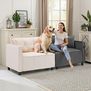 Buenhomino Modern Velvet Loveseat Couch for Small Spaces, Mid Century Modern Sofa Couch with Solid Wood Legs for Bedroom,Living Room, Apartment - 1 of 4