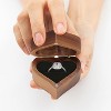 Wooden Heart Shape Ring Gift Box with Single Slot 2 Slot, for Proposal Engagement Wedding Ceremony Anniversary - 2 of 4