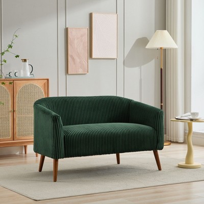 NicBex Modern Corduroy Upholstered Loveseat Sofa  with Wooden Nature Legs,Fluffy Single Sofa for Living Room,Bedroom