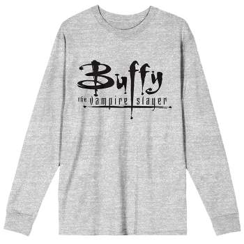 Buffy The Vampire Slayer Text Logo Crew Neck Long Sleeve Athletic Heather Adult Tee